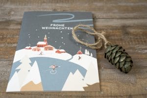 Karten Roadtyping Frohe Weihnachten mit Zapfen Antik Vintage Alpenstore