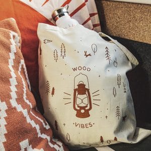 Einkaufsbeutel Wood Vibes für Abenteurer Bergverliebte Geschenkeverpackung nachhaltig